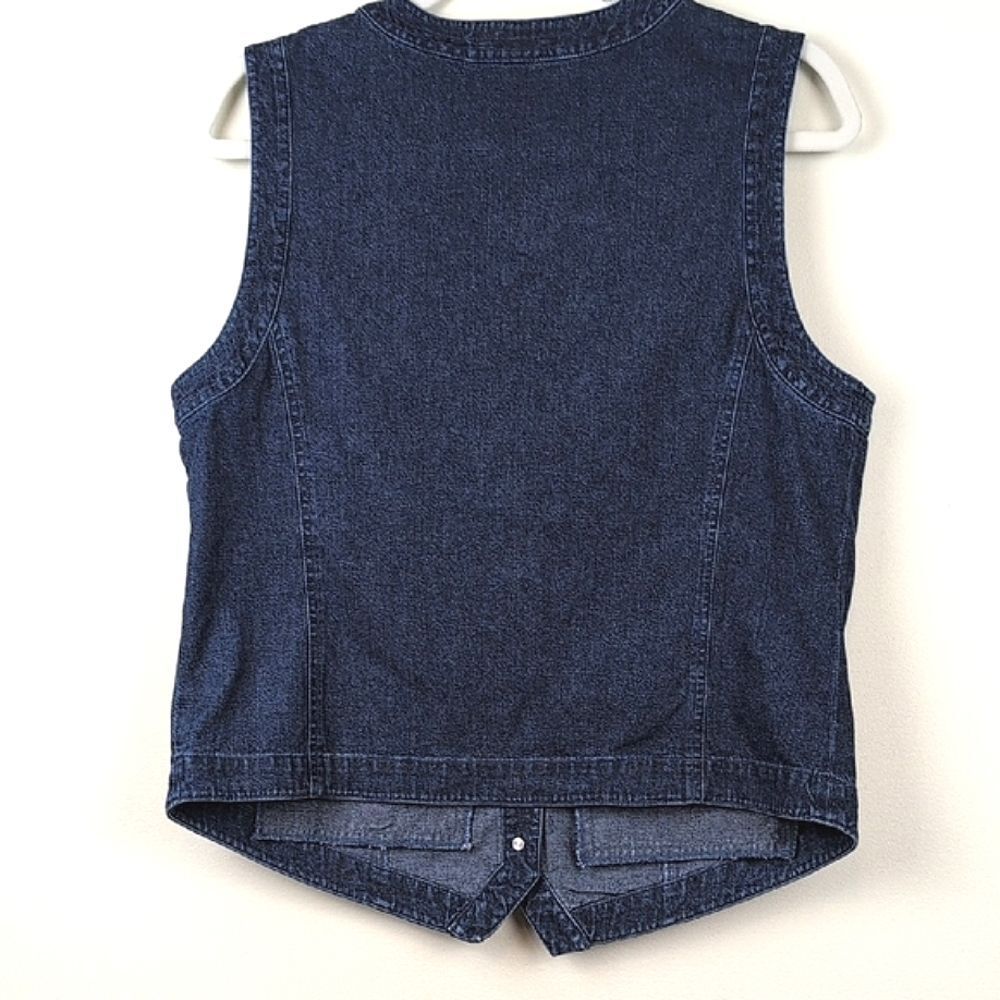 Orvis Dark Blue Denim Vest 100% Cotton Size M - image 6
